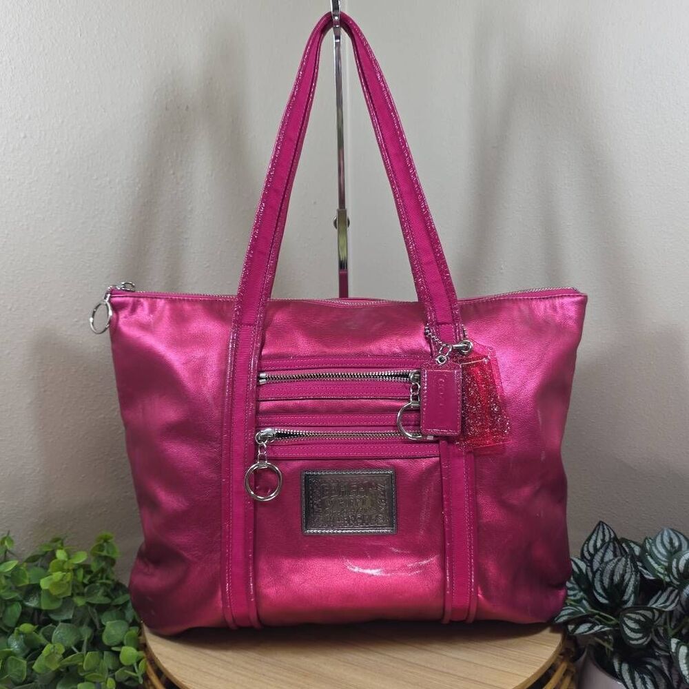 Coach Metallic Magenta Tote Bag